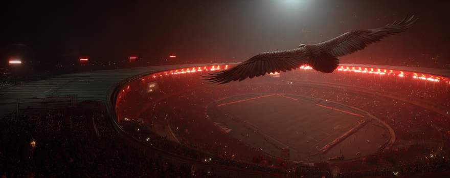 Urubu sobrevoando o Maracanã, imagem criada por torcedor com Meta AI