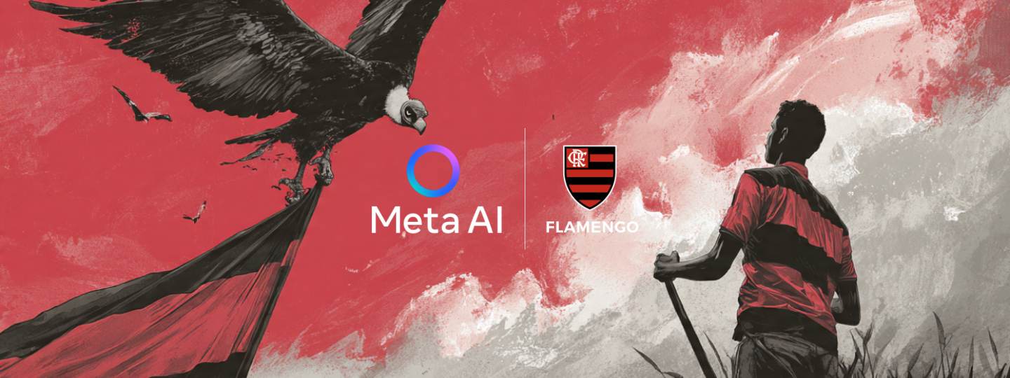 Banner digital: jogador em pintura rubro-negra criada com Meta AI